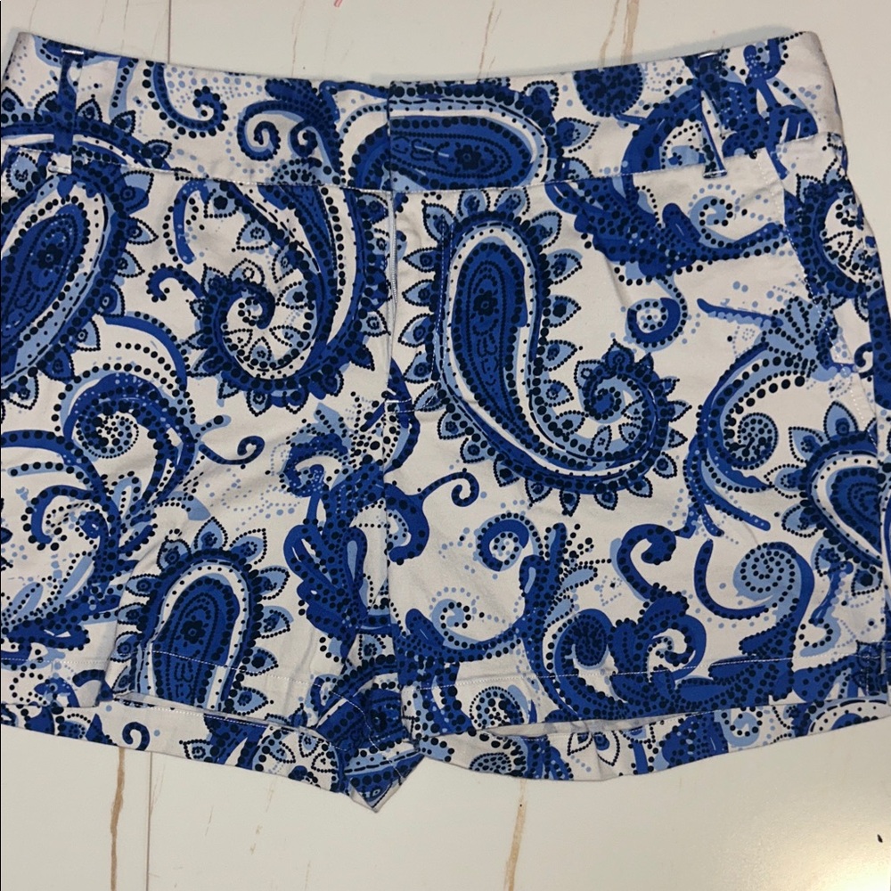 INC International Concepts Blue and White Paisley Women's Shorts